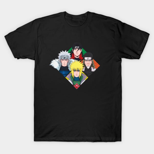 The Four Hokage of Konoha T-Shirt by TeeTowArt